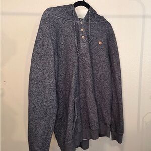 10Tree Gray Hooded Sweatshirt with Button Detail